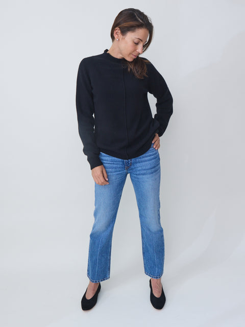 Funnel Neck Pullover, black