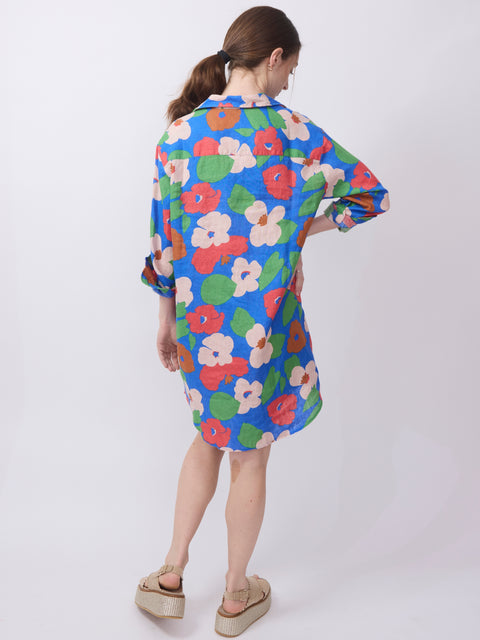 Mary, Bright Blue Floral