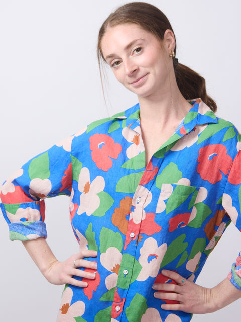 Mary, Bright Blue Floral