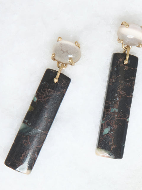 Totem Obsidian Bronze Earring