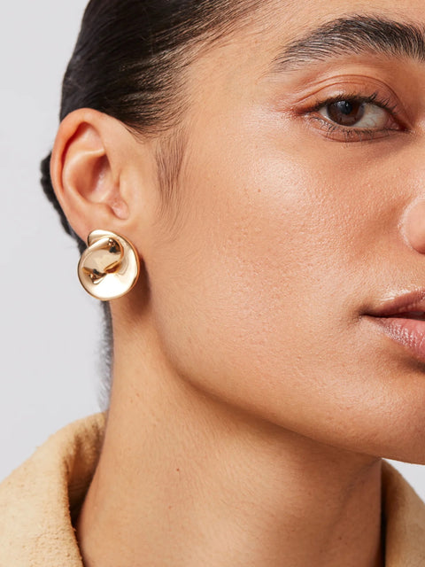 Rio Button Earrings, Gold