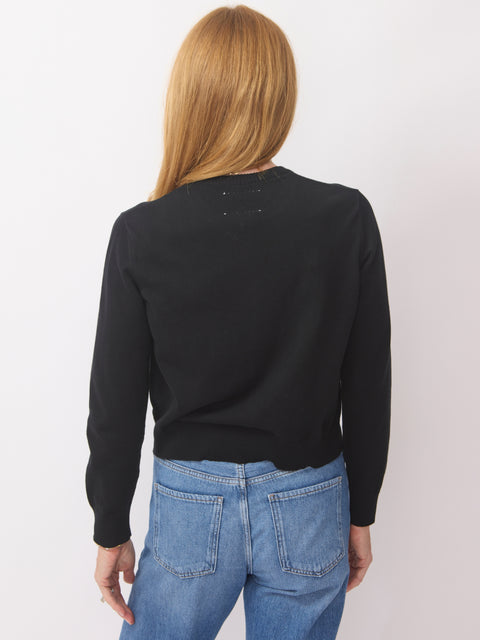 Zip Cotton Cardigan, Black