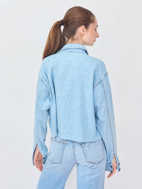 Cropped Denim Shirt, Vintage Wash