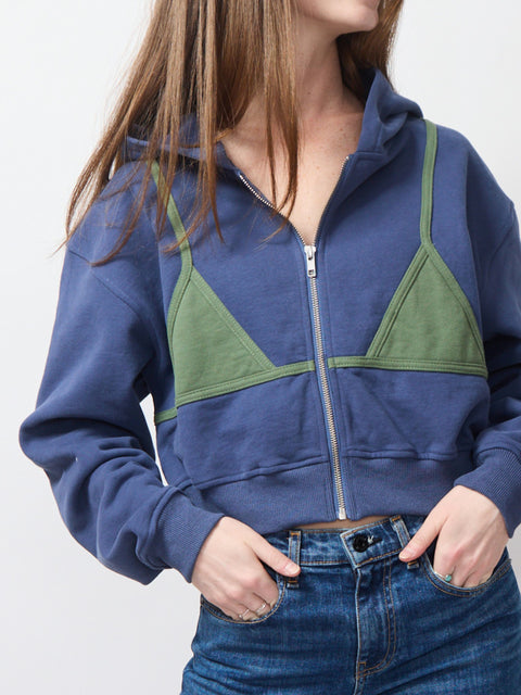 Bikini Bod Zip-Up Hoodie, blue/green