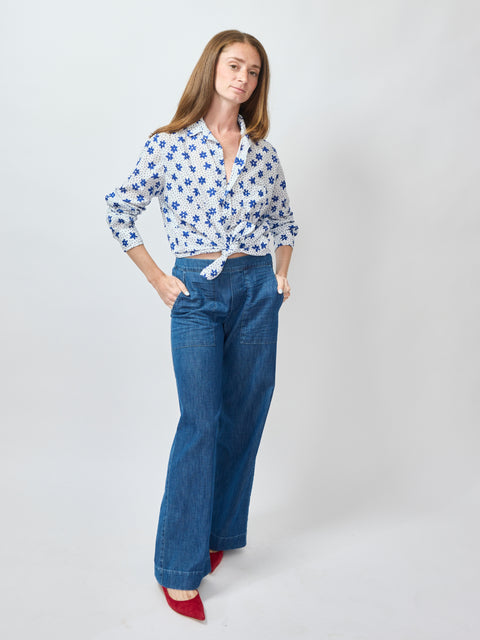 Madeline, Distressed Indigo Washed Denim