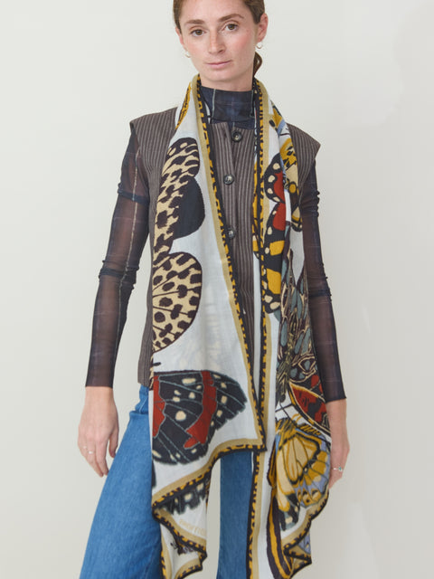 Papillon scarf, white