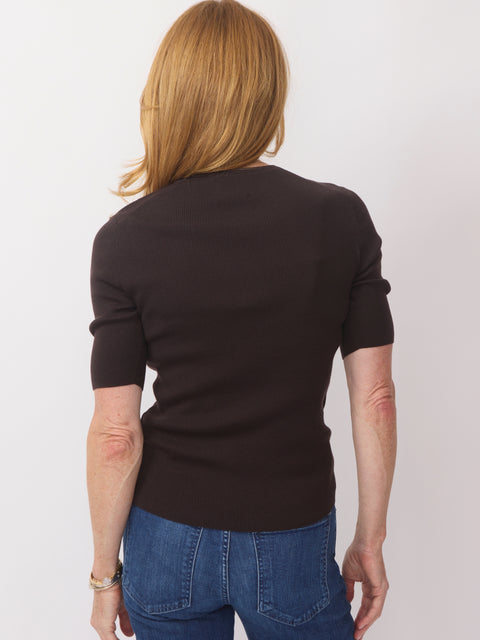 Round Neck Ribbed S/S, mélasse
