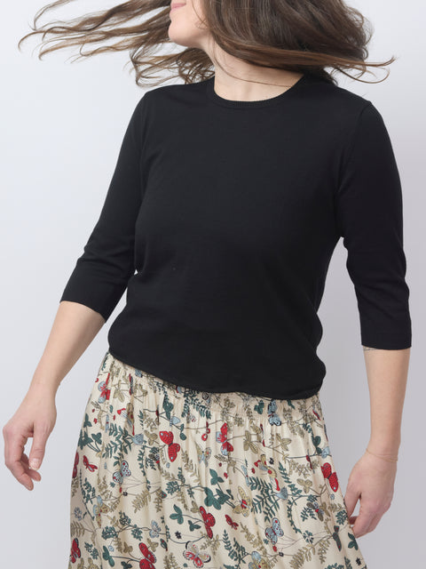 Elbow Sleeve Pullover, black