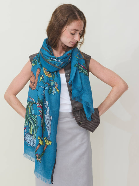 Rococo scarf, duck blue