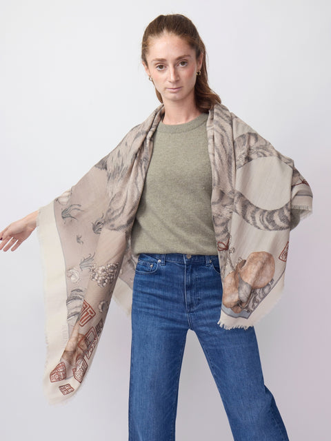Zouyu, Cry the Deer, 135cm silk/wool, Clay/Bone