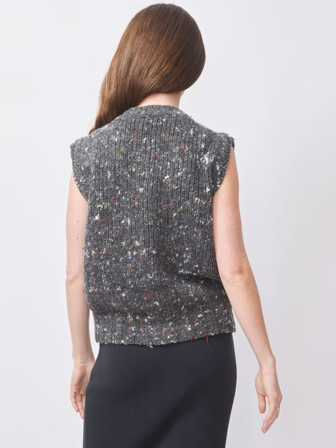 Gilet Knitted Tweed in Maglia, Antracite