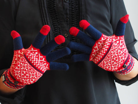 Glove/Mitt Combo, Fair Isle, Red