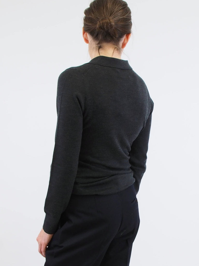 L/S Polo Sweater, Charcoal