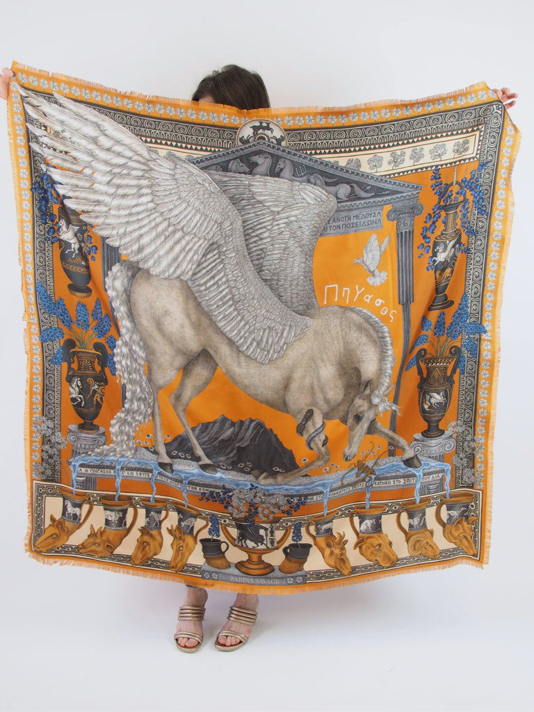 Temple of Pegasus, 135cm silk, Citrus
