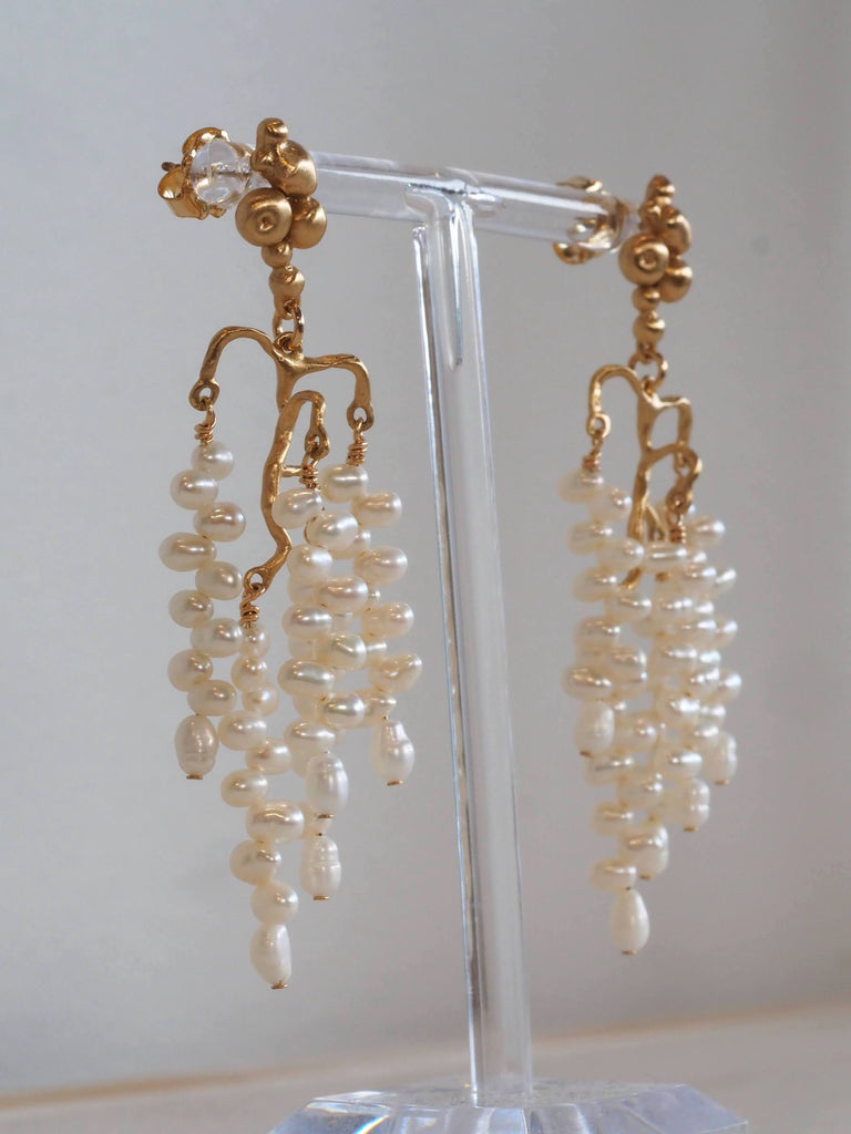 Wisteria Bronze/Pearl Chandelier Earrings