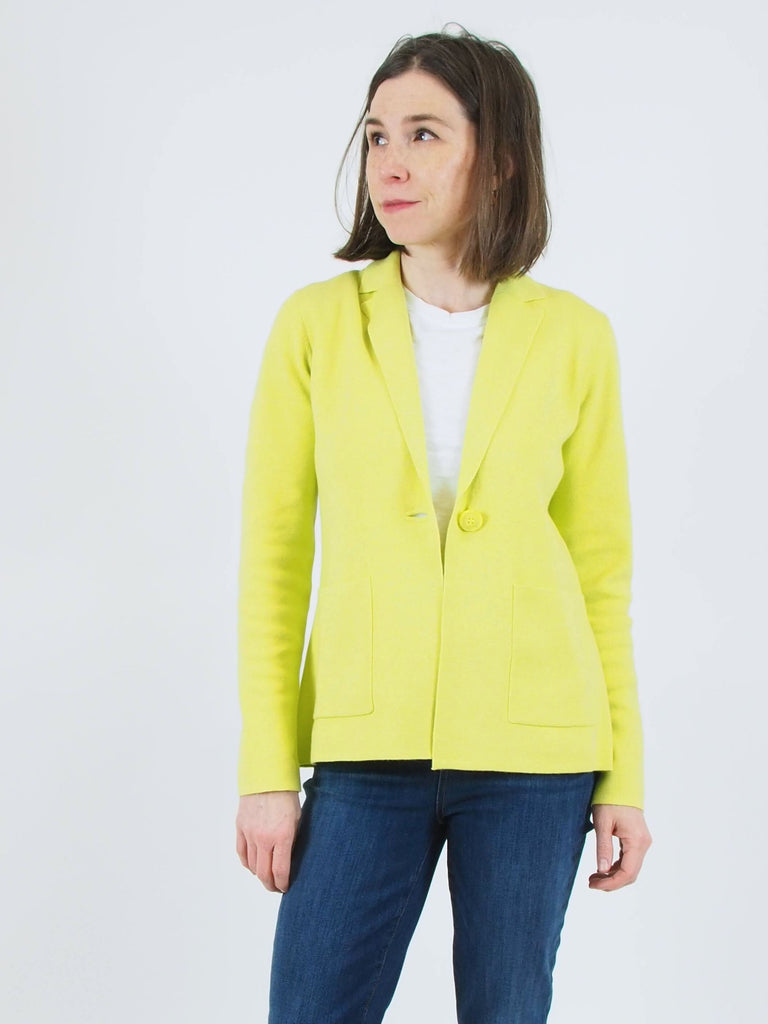 Fitted Notch Collar Cardigan, Citron