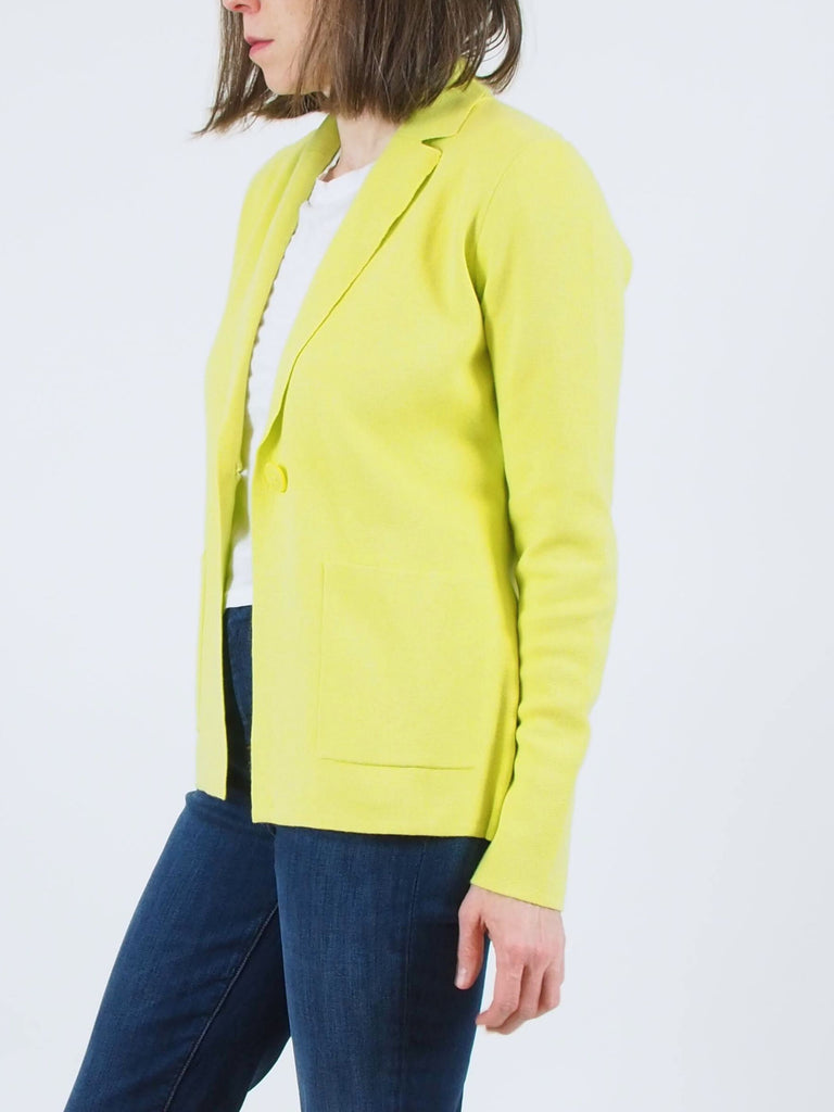 Fitted Notch Collar Cardigan, Citron
