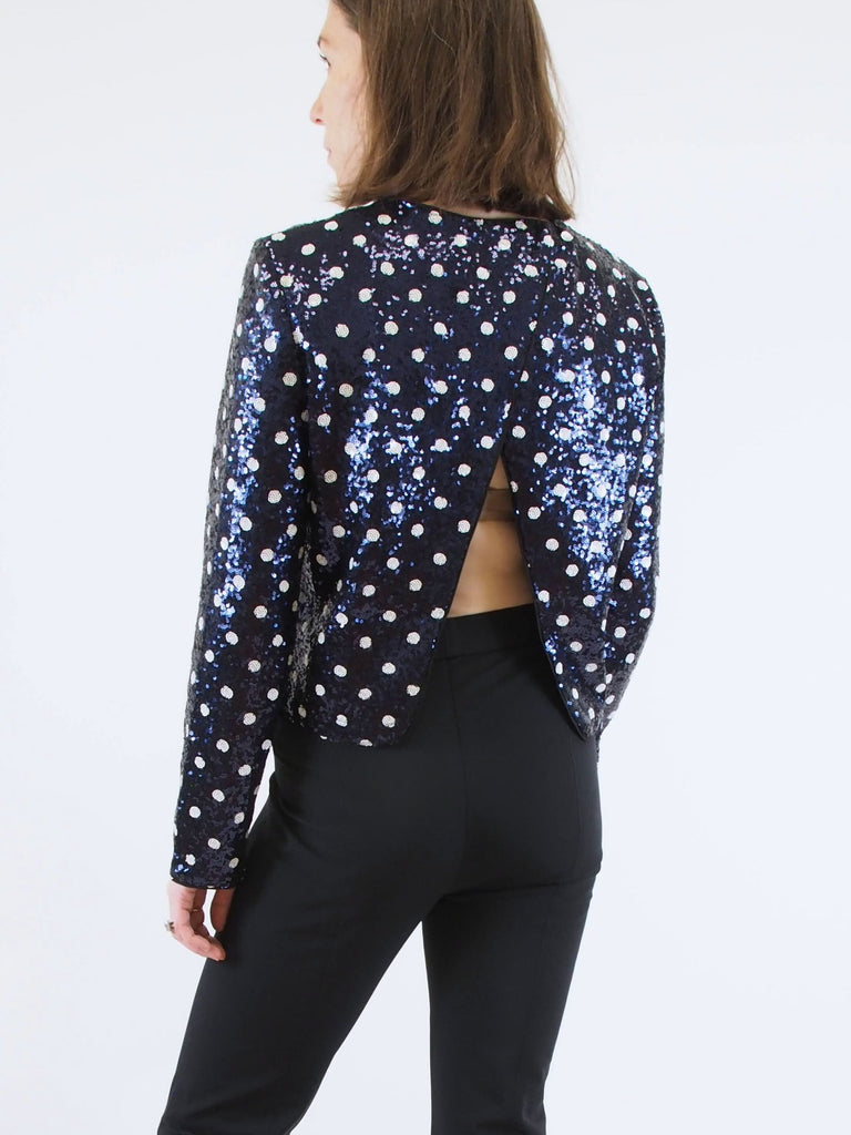 Jiza, blue dotted sequins