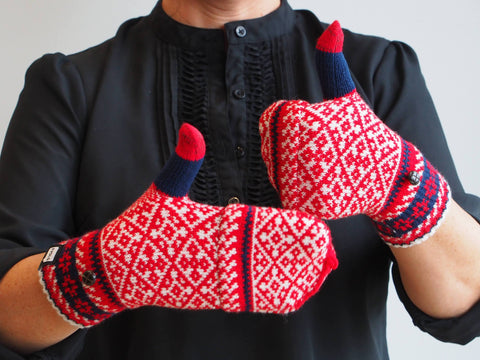 Glove/Mitt Combo, Fair Isle, Red