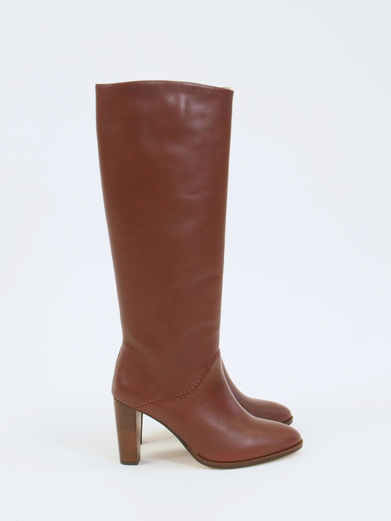 VB 85mm Leather Boots, Acajou